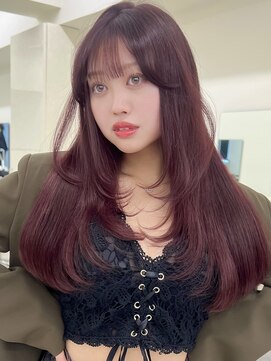 アイトーキョーエス 渋谷(AI TOKYO S) チェリーレッド顔まわりレイヤーシースルーバングレイヤー渋谷