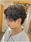 スパイラルパーマ無造作パーマ無造作センターパート