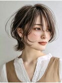 白髪ぼかし脱白髪染めショートウルフ40代50代60代