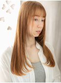 ハイトーンカラー姫カット顔周りレイヤーロングX大宮20代30代