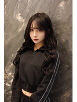 アンブル リュクス 池袋(amble luxe)&nbsp;韓国風ブラックグレージュ×ロングウェーブ