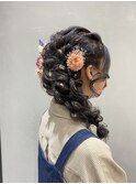 【 eL 横浜 】成人式ヘア サイド編みおろし 金箔ヘア
