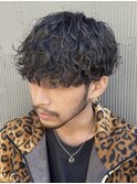 波巻きスパイラルパーマツーブロックツイストパーマメンズヘア