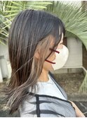 インナーカラー×ベージュシースルーバング