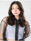 前髪なしゆるめの巻きでナチュラルに大人可愛いセミロング