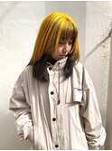 アンブレラカラーイエローデザインカラーウルフカット北千住