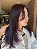 ノラ ヘアーサロン(NORA HAIR SALON) 【大久保】ブリーチなしピンクラベンダーカラー顔まわりレイヤー