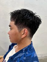 ファルベ(Farbe) ・スパイキーショートブルーブラックフェザーパーマサーフカール