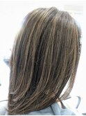 白髪ぼかしハイライト　明るい白髪染め　40代　50代