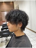 ウルフカット×波巻きパーマ