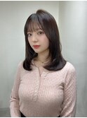 レイヤー　顔まわりカット　ミディアムヘア　髪質改善　暗髪