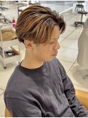 【men's】フェザーショート×ゴールドハイライト