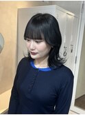 ブルーブラック/くびれヘア/段カット/外ハネボブ/セクシーミディ