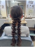 【ヘアセットサロンfrst】もこもこ個性派編みおろしツイン