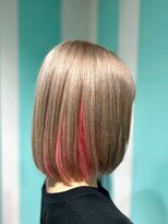 マティーナ ヘアー 池袋(Matina hair)&nbsp;【ボブ×ミルクティー×インナーカラーピンク】20代30代40代50代