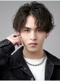 波巻きパーマセンターパートツーブロックコンマバング韓国黒髪