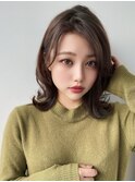 ミディアムレイヤー/似合わせカット/マロンベージュ/20代30代
