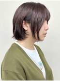 =くせ毛カット大人ボブ耳かけボブ重め切りっぱなしボブ30代40代