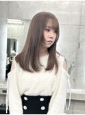ミルクティーブラウン/顔周り姫カットレイヤー