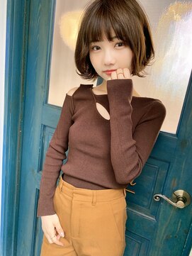 マリアバイアフロート(Maria by AFLOAT) 【添田】小顔ボブ毛先パーマ外ハネことりベージュ