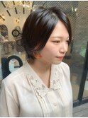 インナーカラーオレンジ大人ショート