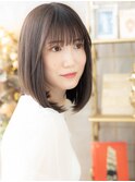 アッシュオリーブ前下がり艶髪エアストレートc3大宮20代30代40代