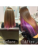 あるじゃんすー 渋谷店&nbsp;ベージュ×パープル#シールエクステ#デザインカラー#韓国#渋谷