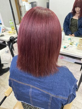 アジールヘア 所沢プロペ通り店(agir hair) ストロベリーピンクミディアムボブ小顔カットワンレン所沢韓国