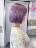 ボブ/ミピンクベージュカラー/ブリーチ/ダブルカラー/原宿