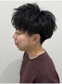 メンズアップバングパーマショートパーマニュアンス刈り上げ
