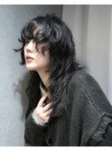 ロングウルフパーマ　ウルフカット　パーマ女子