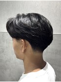 テーパーフェードニュアンスパーマセンターパートフェザーパーマ