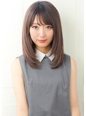 30代・40代黒髪暗髪アッシュ小顔グレージュくびれセミディ2019
