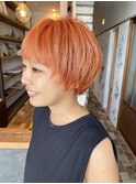マッシュショートにオレンジベージュで個性を♪