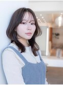 大人かわいい前髪セシルカットココアブラウンフリンジウェーブ