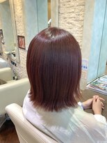 ヴィサージュプラス(VISAGE plus)&nbsp;【ブリーチなしカラー】暖色レッドブラウン×切りっぱなしボブ