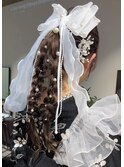 卒業式袴（フリルアレンジ着付け）× 四つ編みツインテール