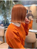 乾かすだけでキマる髪/馴染むハイトーンオレンジカラーボブ