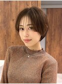 長めシースルーバングのコンパクトショートボブ青山表参道