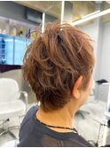 白髪ぼかしハイライト/マッシュショート/ベリーショートカット