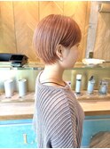 くびれヘア/アプリコットオレンジ/レイヤー/ショートボブ/韓国