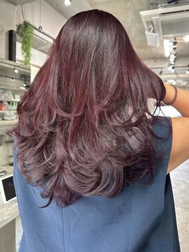 アポロ 横浜駅店(apollo) xブリーチ/ホワイトグレージュ/レイヤーカット/チェリーブラウン