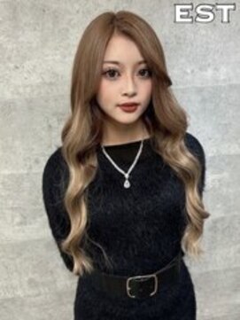 エスト 大阪梅田(EST) レミー100%/53cm☆シールエクステ60枚+ブリーチカラー