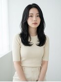 透け感ブラック×ミディアムレイヤー