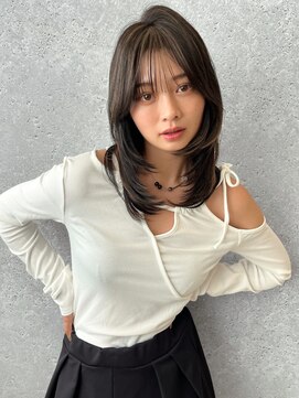 アース 三軒茶屋店(HAIR&MAKE EARTH) 三軒茶屋_レディース_セミロング_コテ巻き_ブラウン_小顔_カット