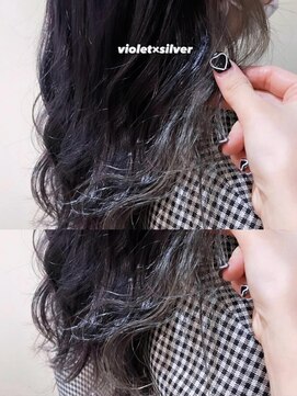 レックス 中野(rex) ケアブリーチ/インナーカラー/バイオレット×グレーシルバー