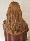 ウェーブパーマ×似合わせ前髪イメチェンハニーベージュ