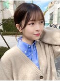 ナチュラル小顔前髪あり後れ毛サイドバング結べるボブくびれヘア
