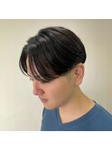 ニュアンスパーマセンターパートコンマヘアツーブロック刈り上げ