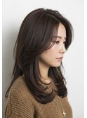 フェイスレイヤー30代40代50代ロングレイヤー透明感ブラウン
